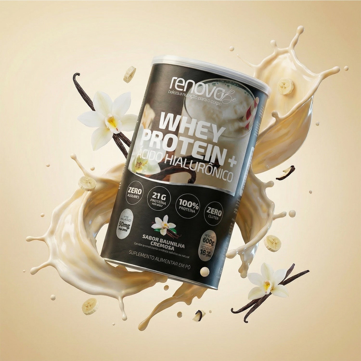Whey Protein e Ácido Hialurônico - Baunilha